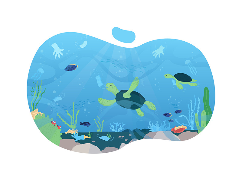 Water pollution 2D vector web banner, poster