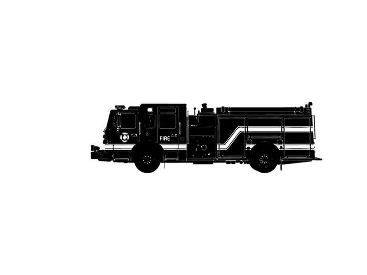 Silhouette of a fire truck vehicle emergency response