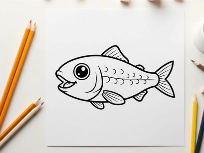 Smiling salmon fish swimming vector illustration flat design