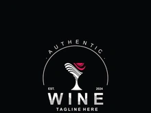 Wine drink Vintage logo label with glass or beer premium, bars, clubs, cafes company