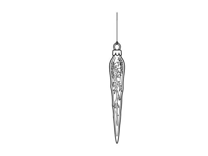 Hanging icicle Christmas ornament isolated on white background for holiday decoration