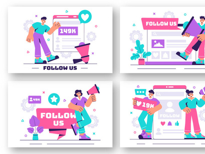 11 Follow Us and Like Illustration