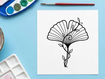 Elegant Ginkgo Leaf Illustration for Nature and Botanical Designs. Artistic Hand-Drawn Botanical Sketch for Creative Projects