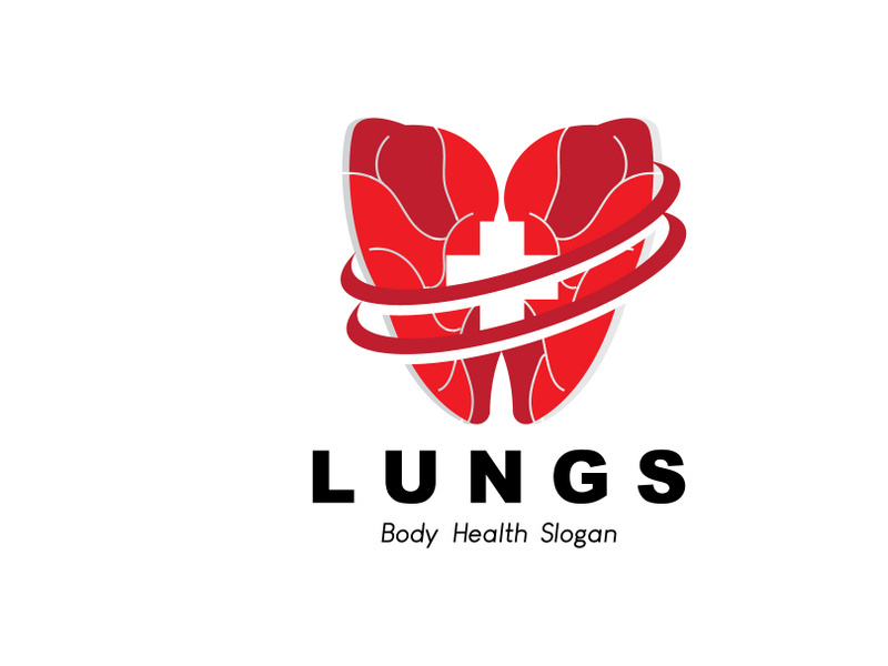 Lungs Logo Design, Body Organ Health Care Vector Illustration