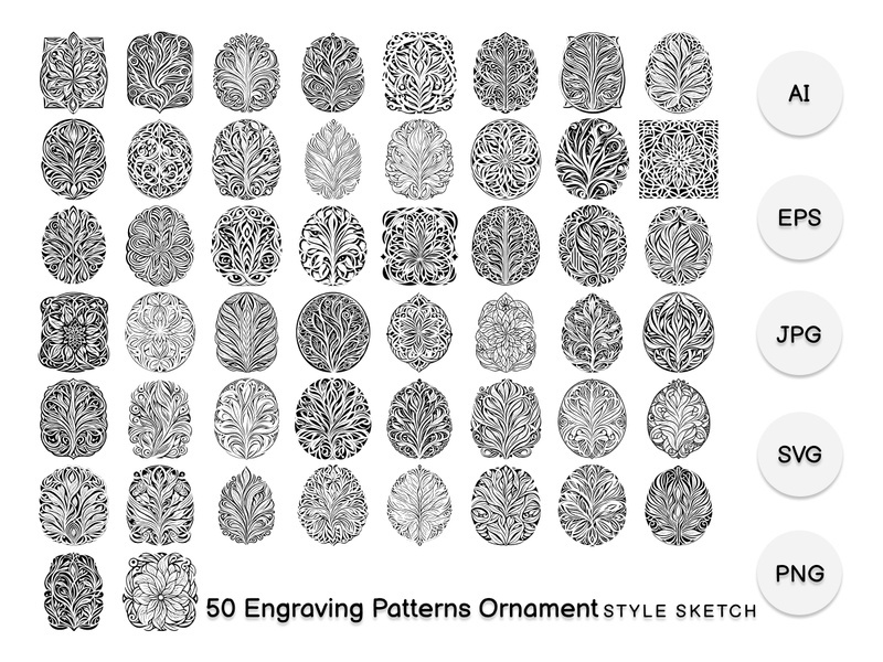 Engraving Patterns Ornamen Element Black