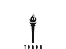 Torch fire logo icon hipster vector design template