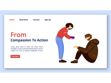From compassion to action landing page vector template preview picture
