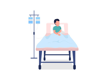 Kid in hospital bed semi flat color vector character preview picture