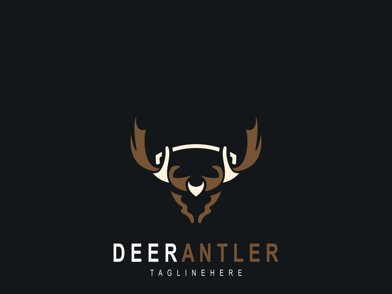 Deer antler logo for hunting and adventure community in nature simple and elegant symbol