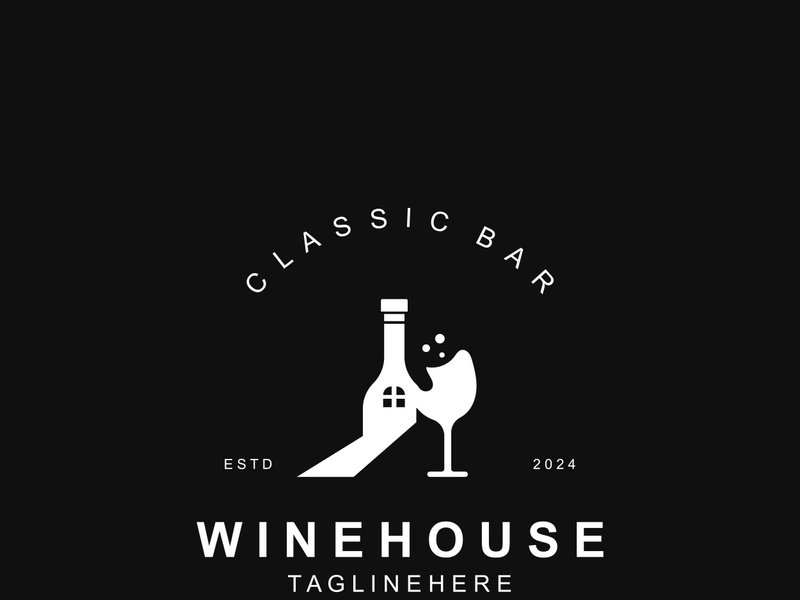 Wine house logo design cretive with drink glass and house template