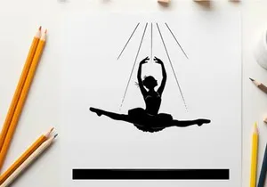 Silhouette of a woman in aerial yoga pose suspended