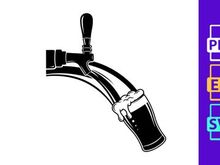 Beer Pouring into Glass Silhouette