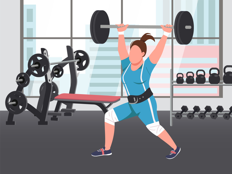 Weightlifting flat color vector illustration