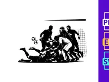 Rugby players in intense scrum formation during a match