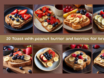 Toast with peanut butter and berries for breakfast preview picture