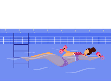 Pregnant woman swimming in pool flat vector illustration preview picture