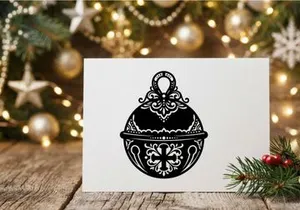 Decorative Christmas Jingle Bell Silhouette Isolated on White Background