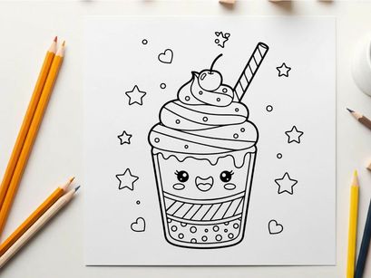 Cute milkshake with face drinking straw vector illustration