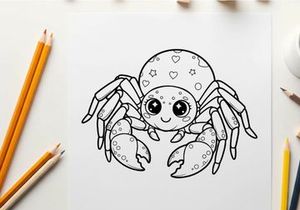Cute cartoon crab with hearts vector illustration flat design