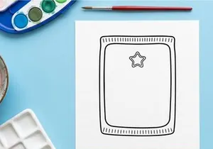 Hand drawn Christmas gift tag with star icon, festive holiday label for presents.