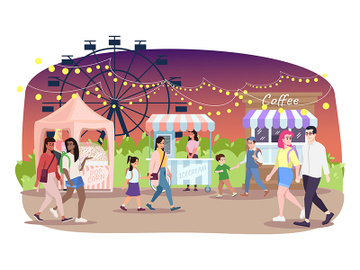 Night fair flat vector illustration preview picture