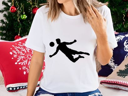 Soccer player in mid air kicking a ball with dynamic movement and energy