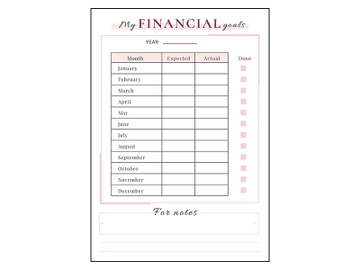 Finance goals minimalist planner page design preview picture