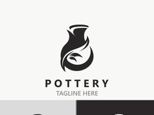 Pottery logo design handmade, creative traditional mug craft concept inspiration nature workshop