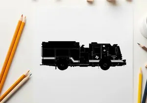 Silhouette of a fire truck vehicle emergency response