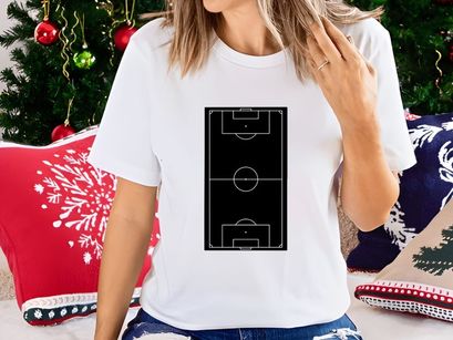 Soccer field diagram with goals and midfield markings