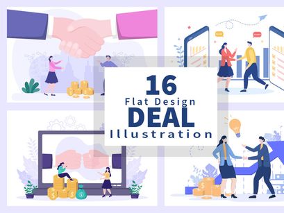 16 Two Businessmen Reach a Deal Shaking Hands Vector