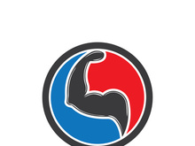 Arm muscle silhouette logo biceps icon vector illustration