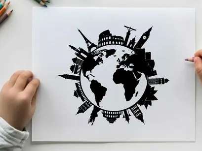 ilustração vetorial de turismo e viagens global