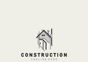 Construction structure line home building and repair logo Design illustration