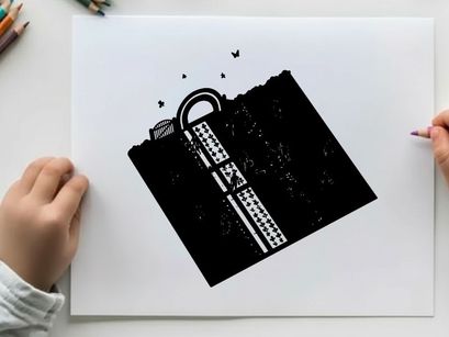 Rainbow colored silhouette of a keyboard with a rainbow and confetti