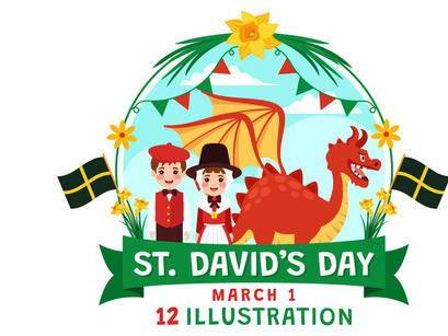 12 St David's Day Illustration