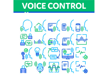 Voice Control Collection Elements Icons Set Vector preview picture