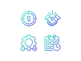 Successful business startup gradient linear vector icons set preview picture