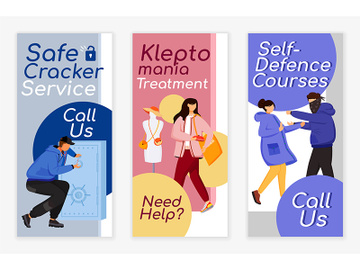 Services flyers flat vector templates set preview picture
