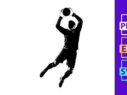 A volleyball player jumping to spike the ball in mid air with dynamic movement