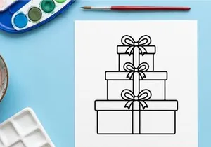 Stacked Christmas gift boxes icon with ribbons and bows for holiday design projects.