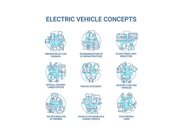 EV introduction round concept icons set. preview picture