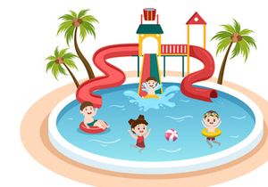 15 Water Park Cartoon Illustration