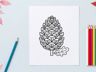 Stilisierte Kiefernzapfen-Illustration. Künstlerische botanische Zeichnung für Naturteme