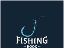 fishing hook logo design, fishing bait, fishing shop, tournament, angler, fishing community