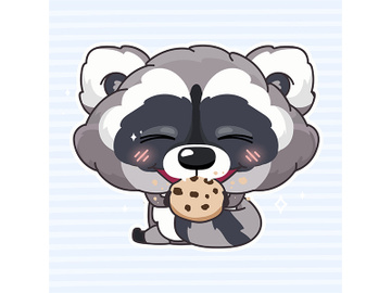 Cute raccoon kawaii cartoon character preview picture