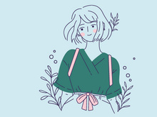 Line art portrait of a girl. An avatar. Vector flat illustration