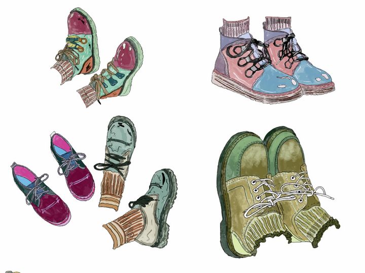 File EPS and JPG sticker shoes lineart and color