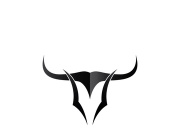 Retro vintage bull head horns logo.