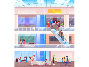 Shopping mall flat color vector illustration preview picture